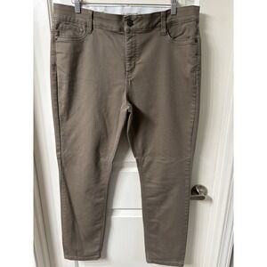 Liz Claiborne Womens Sara Mid Rise Slim Fit Skinny Leg Sz 16 Light Brown Stretch